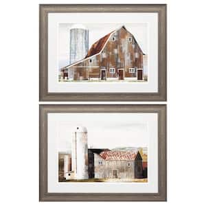 25 in. X 19 in. Distressed Wood Toned Gallery Picture Frame Barn Silo (Set of 2)