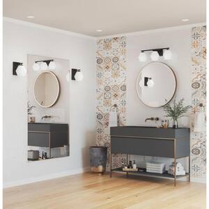Copeland Collection 24 in. 3-Light Matte Black Vanity Light with Etched Opal Glass Shades