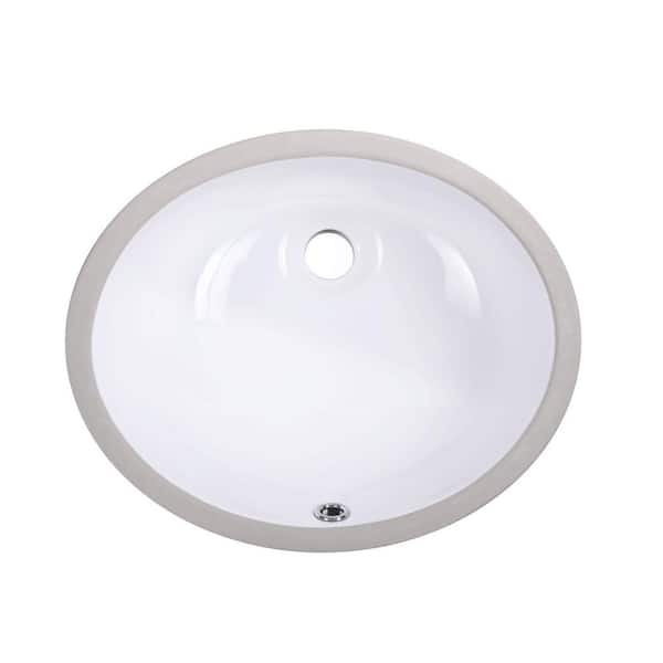 YASINU Aquatica 18 in. x 15 in. Oval Vitreous China Undermount Ceramic Bathroom Sink in White with Overflow Drain