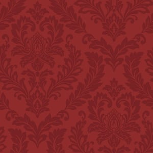 Red Damask Paper Strippable Roll (Covers 56 sq. ft.)