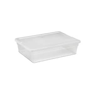 28 Qt. Clear Bin Storage Box Tote Container with White Lid (60 Pack)