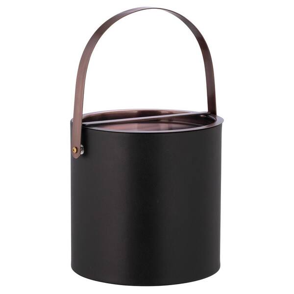 Kraftware Barcelona 3 qt. Black Ice Bucket with Oil Rubbed Bronze Arch Handle and Bridge Cover