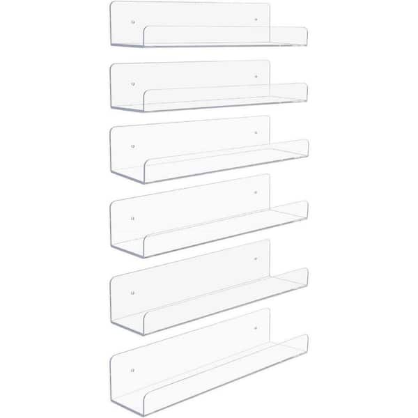 0.12 in. x 0.59 in. x 0.17 in. Acrylic Decorative Ledge, Floating Wall Shelf Rack Organizer 6-Pack