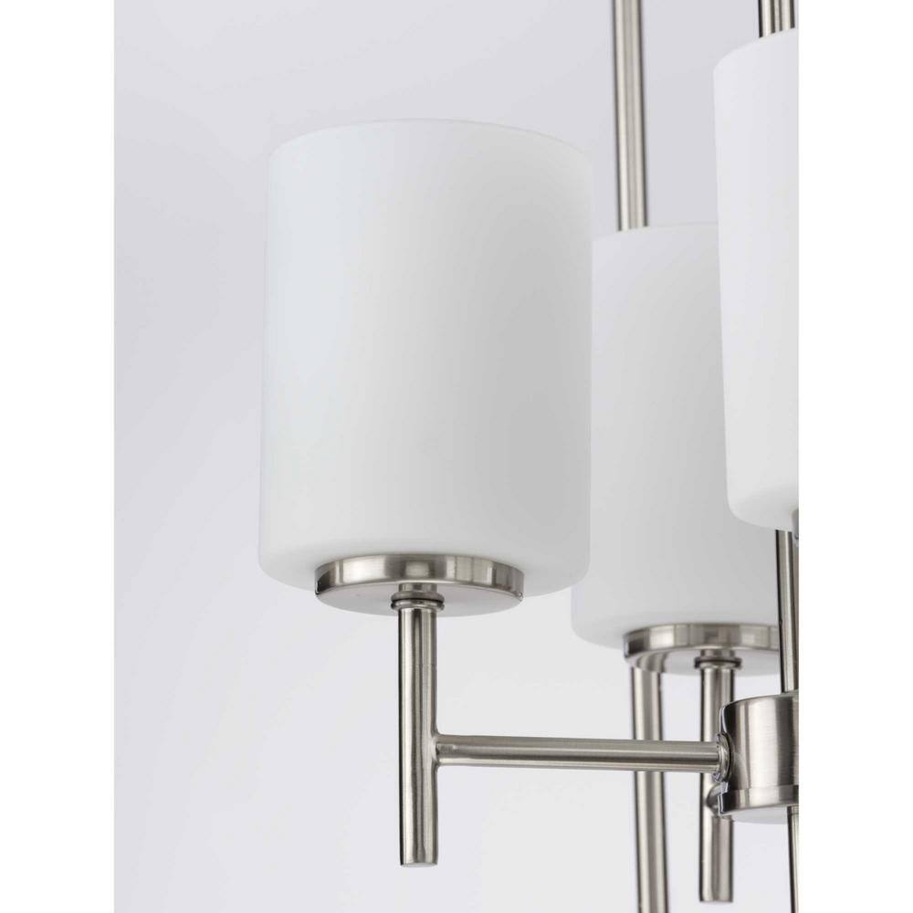 Brushed Nickel 4-Light Foyer Pendant with Etched Glass Shades