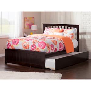 Mission Full Platform Bed with Matching Foot Board with Full Size Urban Trundle Bed in Espresso
