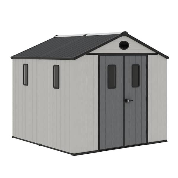 8 ft. x 8 ft. Durable Resin Garden Outdoor Storage Shed with Floor and Sloping Roof (64 sq. ft.)