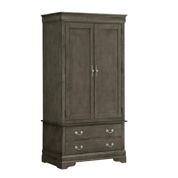 AndMakers Louis Phillipe Gray Armoire (78 in. x 40 in. x 24 in.)