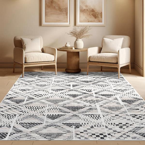 Alpha Black 9 ft. x 12 ft. Abstract Indoor Area Rug