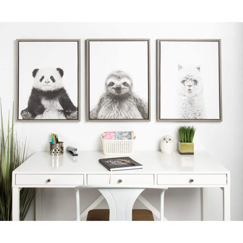 Simon Te Tai Black and White Panda Framed Canvas Art