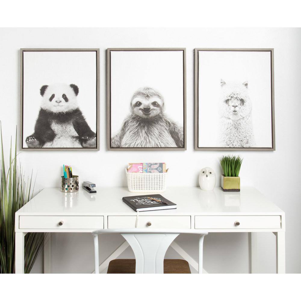 Adorable Smiling Sloth Framed Canvas Art for Nursery