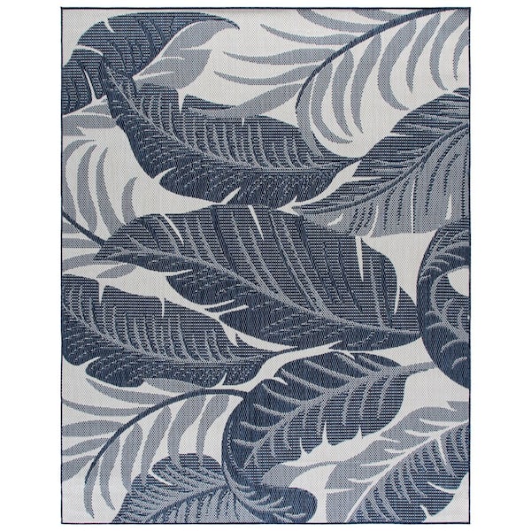 Beach House 8 ft. x 10 ft. Navy/Ivory Oversized Botanical Indoor/Outdoor Area Rug