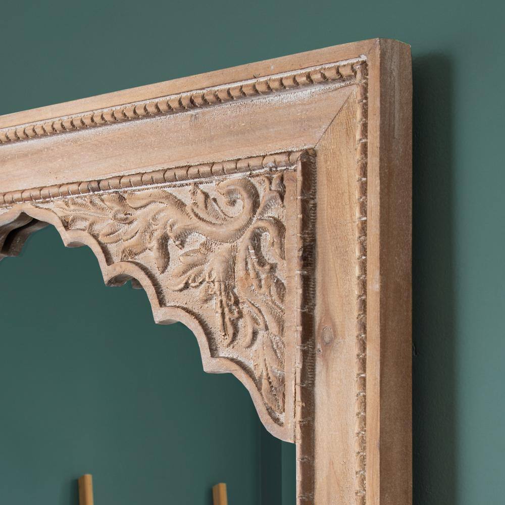 Rustic Brown Bohemian Full-Length Rectangular Wood Wall Mirror