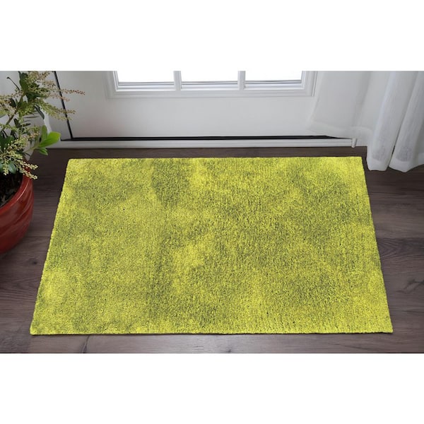 3' X 5' Green Shag Hand Tufted Area Rug