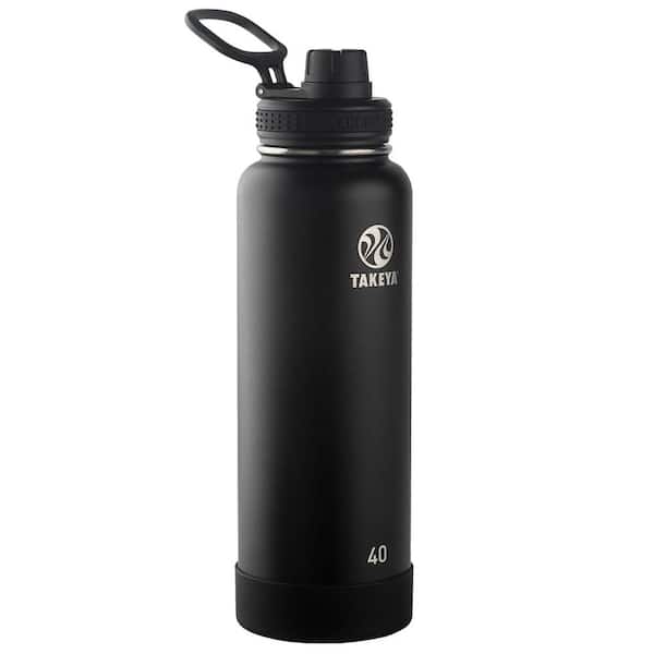 Takeya Actives 40 oz. Onyx Insulated Stainless Steel Water Bottle with Spout Lid