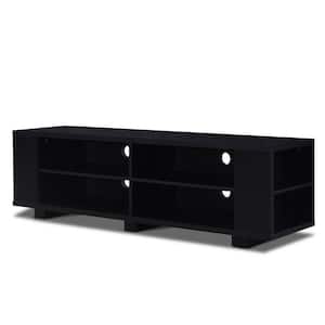 59 in. Black Wood TV Stand Console Storage Entertainment Media Center with Adjustable Shelf Fits Up to 65 in. TV