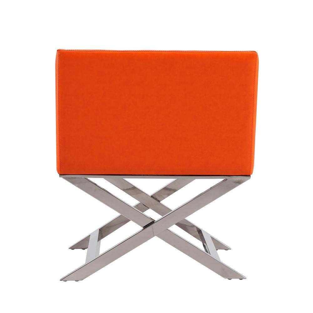 Hollywood Chrome Orange Faux Leather Director's Accent Chair