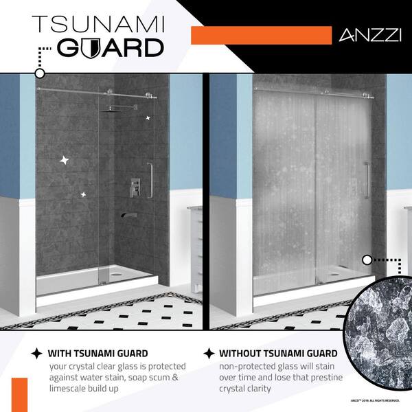 ANZZI Etzio Series 60 in. x 72 in. H Sliding Framed Shower Door in