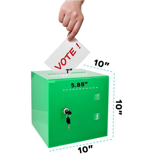 AdirOffice Green Acrylic 10 x 10 Donation Box Ballot Cash Suggestion Comment Box 