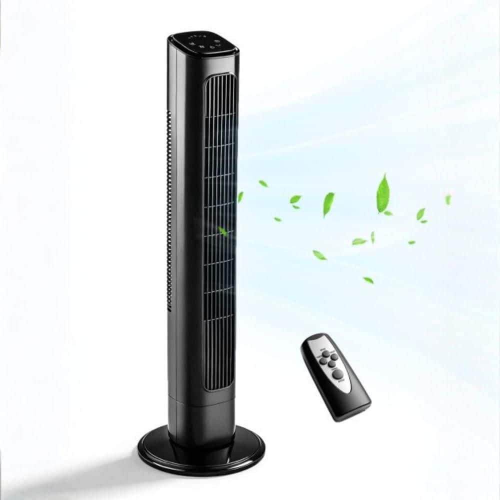 36 in. 3-Speed Portable Tower Fan in Black with Remote Control, 90° Oscillating price history on PriceWatchPro