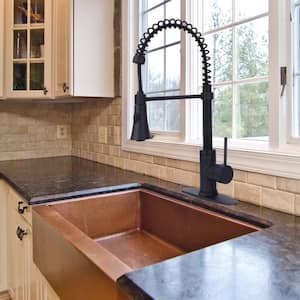 Single Handle Pull-Down Sprayer Kitchen Faucet Pre-Rinse Spring in Matte Black