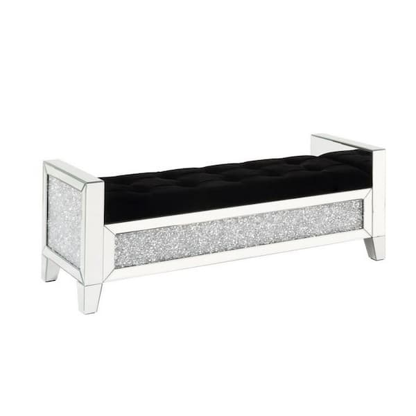 Benjara 47 in. Silver Backless Bedroom Bench with Button Tufted Seat