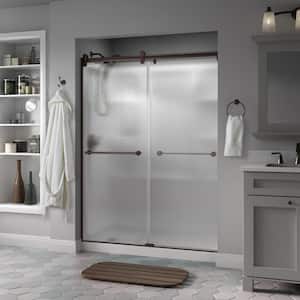 Contemporary 60 in. x 71 in. Frameless Sliding Shower Door in Bronze and 1/4 in. Tempered Rain Glass
