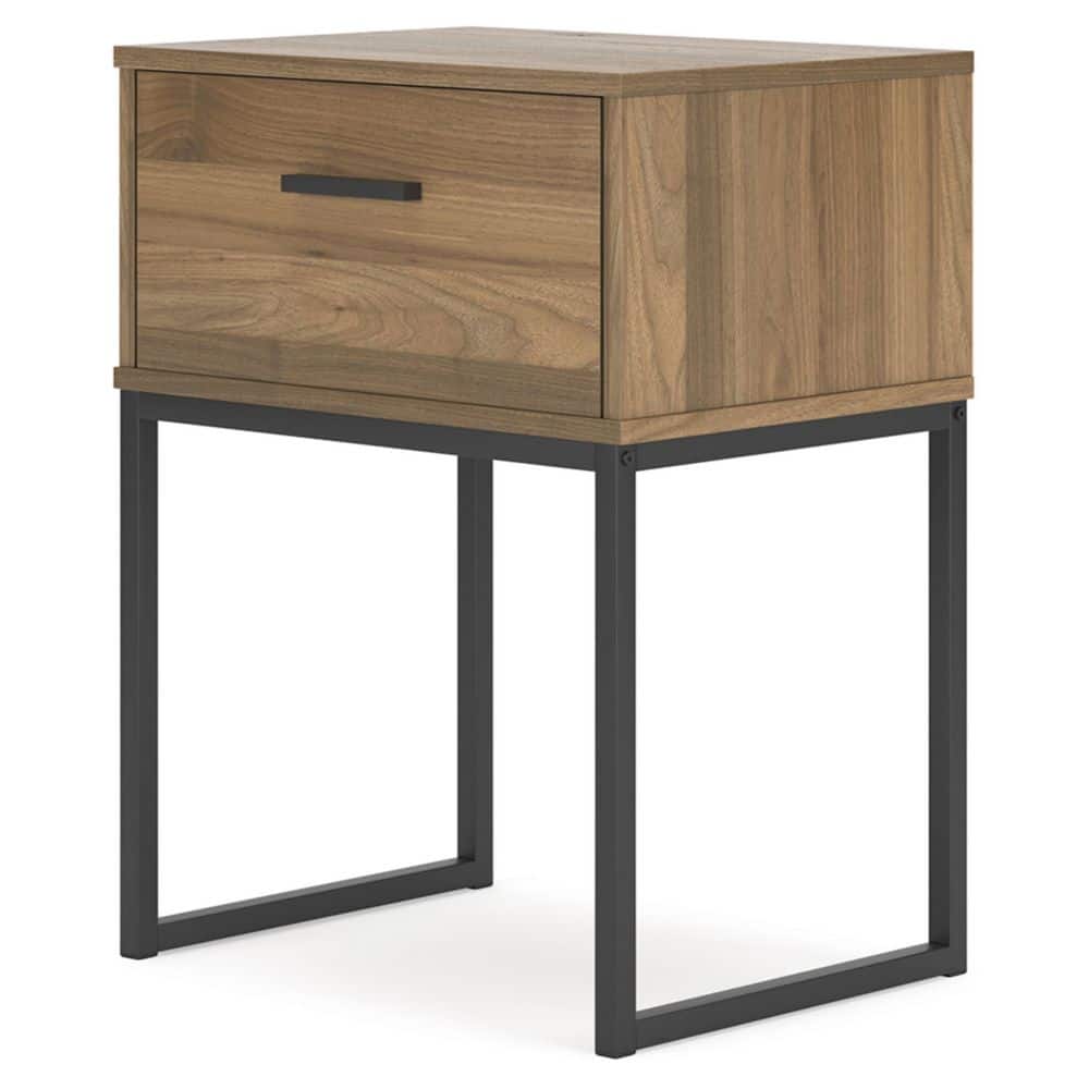 Deanlow Honey Brown and Black 1-Drawer Nightstand