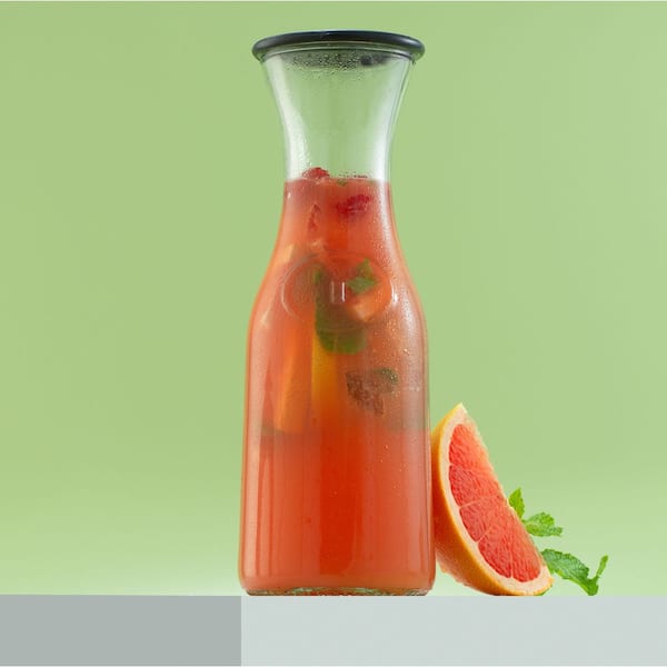 Hali 36 oz. Lead Free Glass Carafe Bottle Pitcher, Set of 4