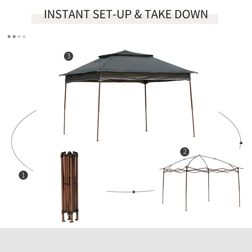 Outsunny 11' x 11' Dark Gray Pop Up Gazebo with Mesh Sides