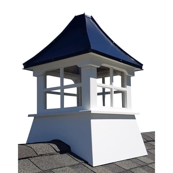 Monterey 24 in. x 24 in. x 39 in. Composite Vinyl Cupola with Black Aluminum Roof