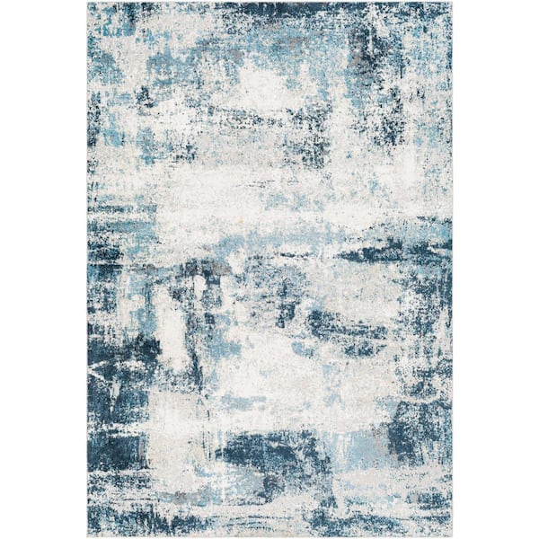 Livabliss Eugenia Blue/Light Grey 3 ft. x 7 ft. Indoor Machine-Washable Area Rug