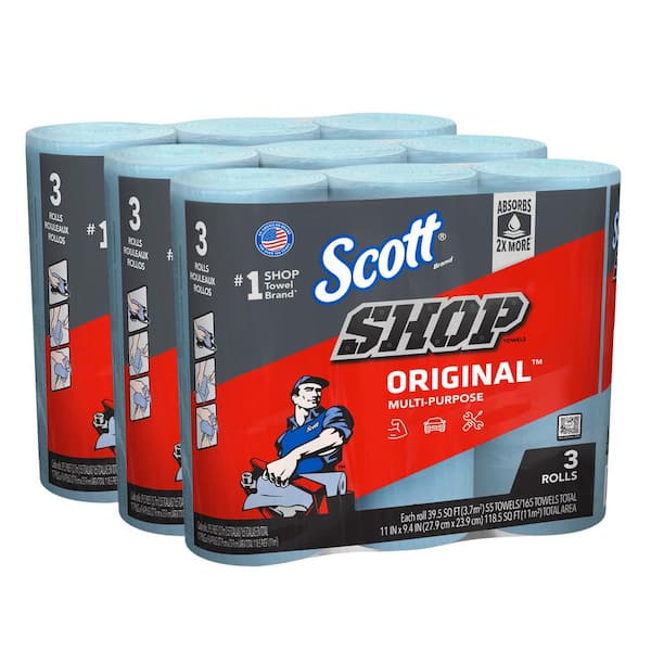 Scott Blue Shop Towel Cleaning Wipes (3-Pack Bundle of 3)