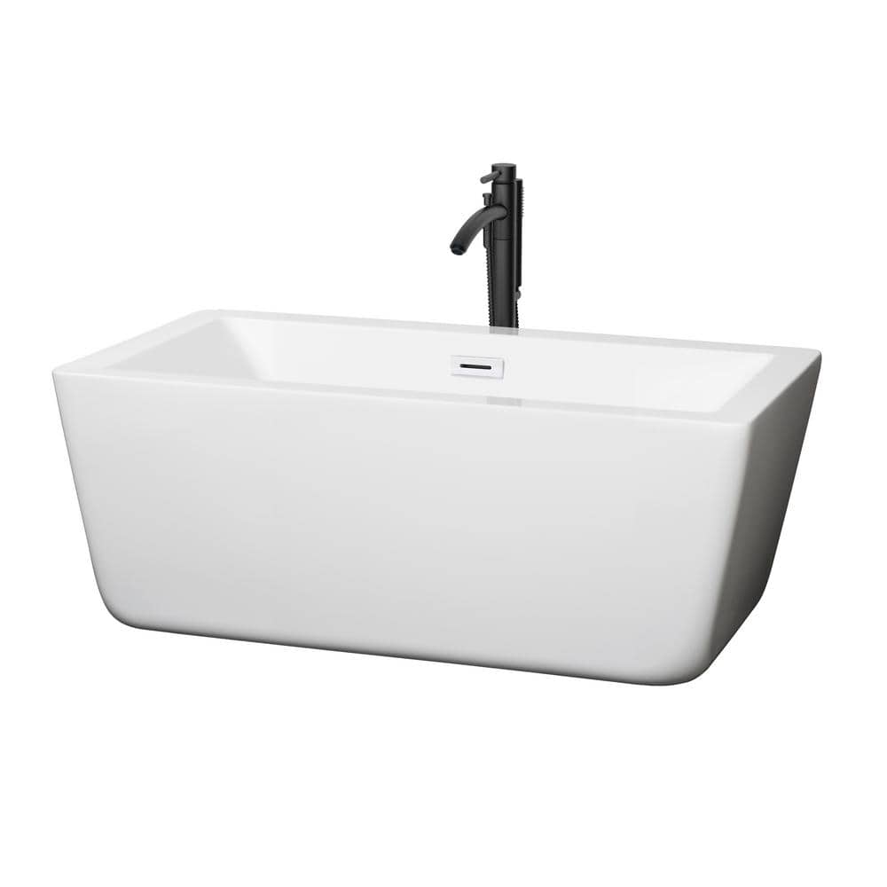 Laura 58.75 in. Acrylic Flatbottom Bathtub in White with Shiny White Trim and Matte Black Faucet price history on PriceWatchPro
