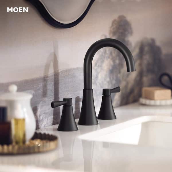Ronan 8 in. Widespread 2-Handle Curved Bathroom Faucet in Matte Black (Valve Included)