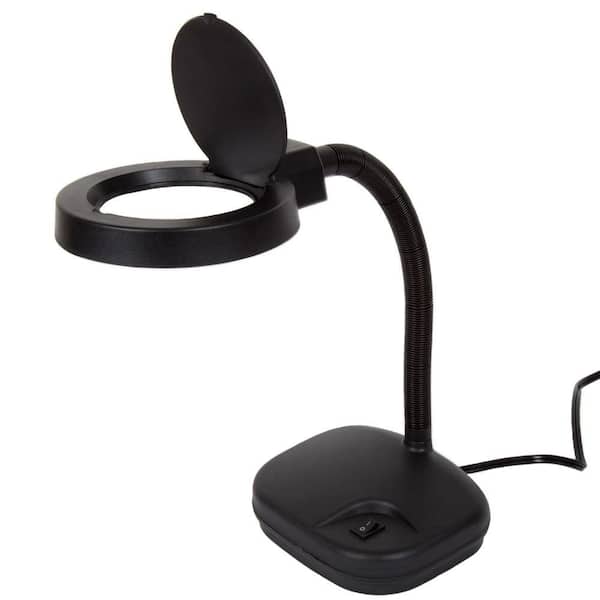 Stalwart 6.5 in. 40-LED 5x Black Desktop Magnifier Gooseneck Lamp