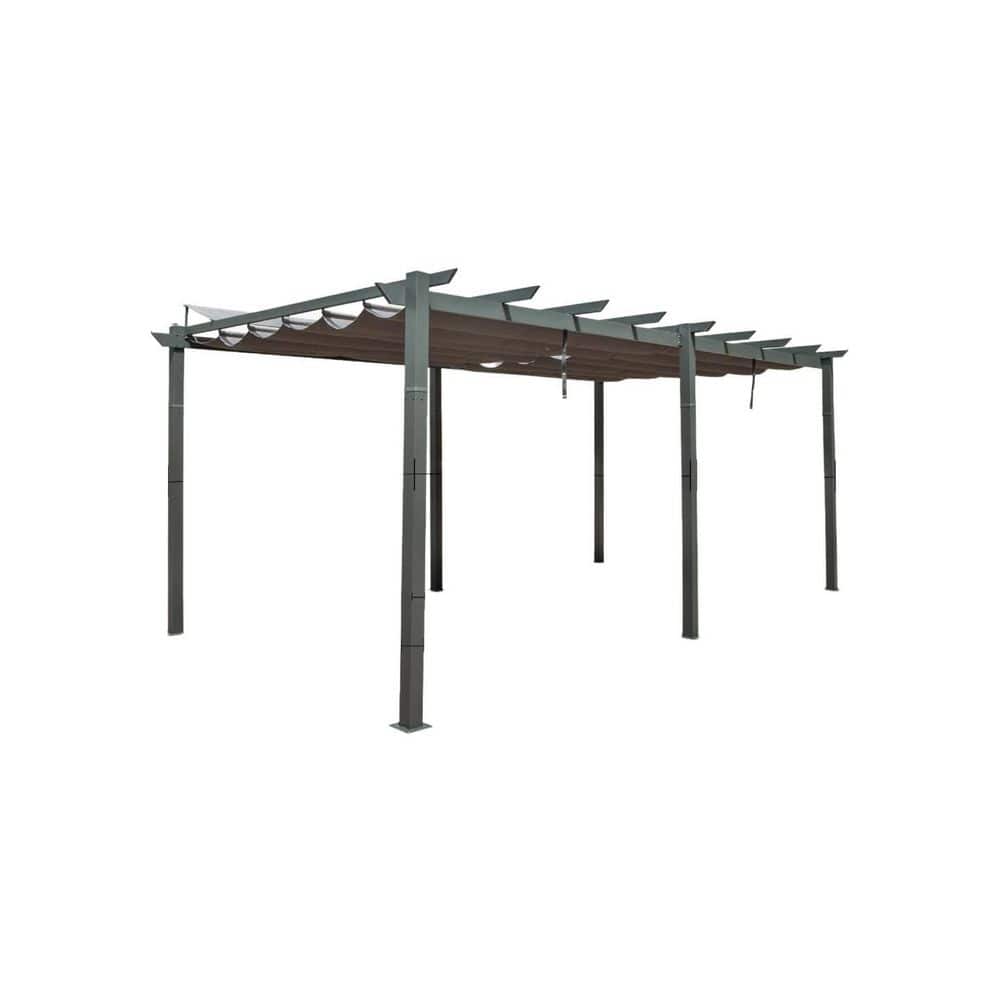 11 ft. x 20 ft. Dark Gray Outdoor Retractable Pergola Aluminum Frame with Weather-Resistant Canopy Garden Patio Gazebo price history on PriceWatchPro