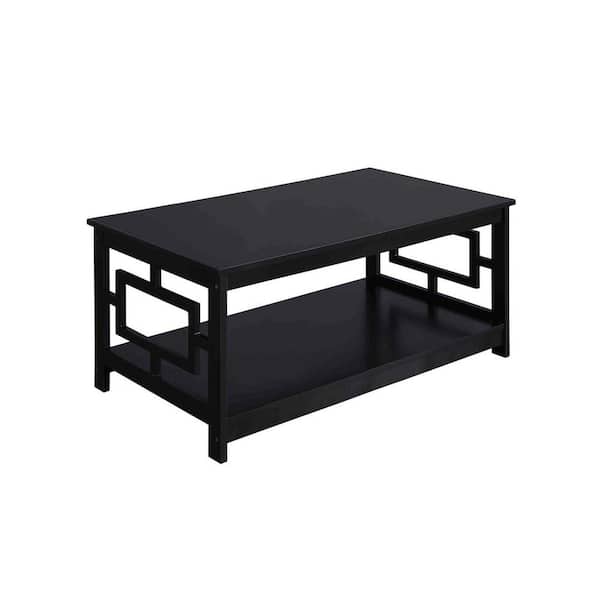 Convenience Concepts Town Square 40 in. Black Medium Rectangle Wood Coffee Table with Shelf