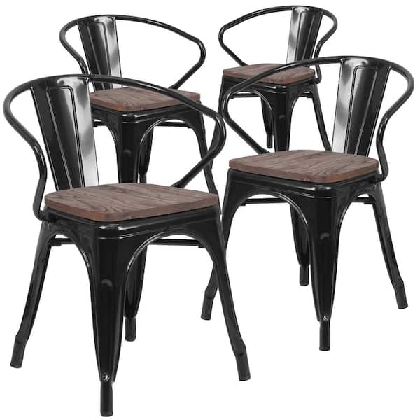 Carnegy Avenue Black Restaurant Chairs (Set of 4)
