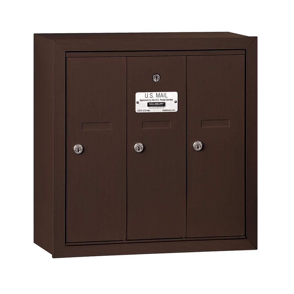 Bronze Surface-Mounted USPS Access Vertical Mailbox with 3 Door