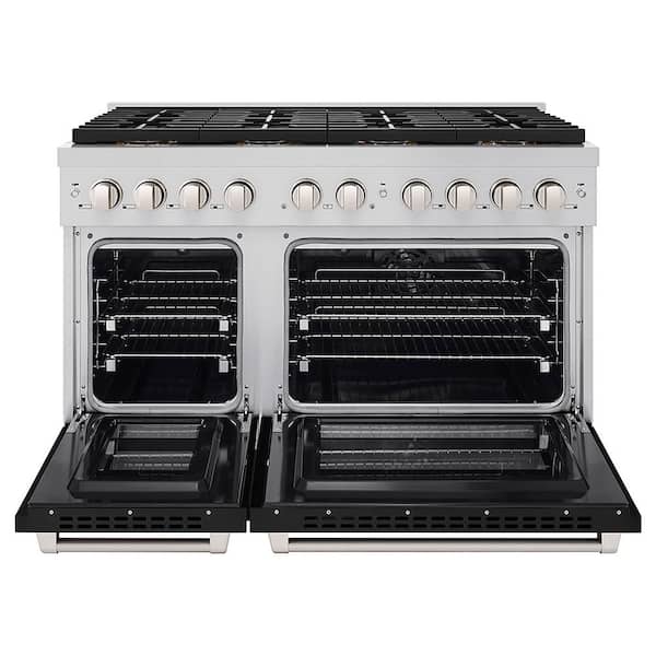 48 in. 6.7 cu. ft. Paramount Dual Fuel Range with 8 Burner DuoPro Cooktop and Dual Ovens with Black Matte Doors