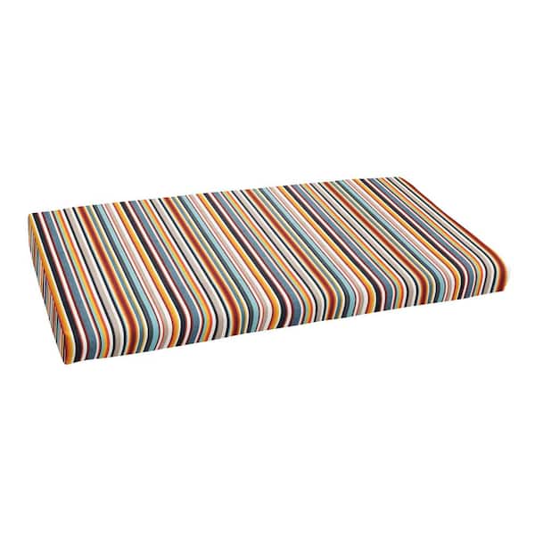 1101Design 47.5 x 18 Indoor/Outdoor Round Front Bench Cushion in Sunbrella Highlight II Remix
