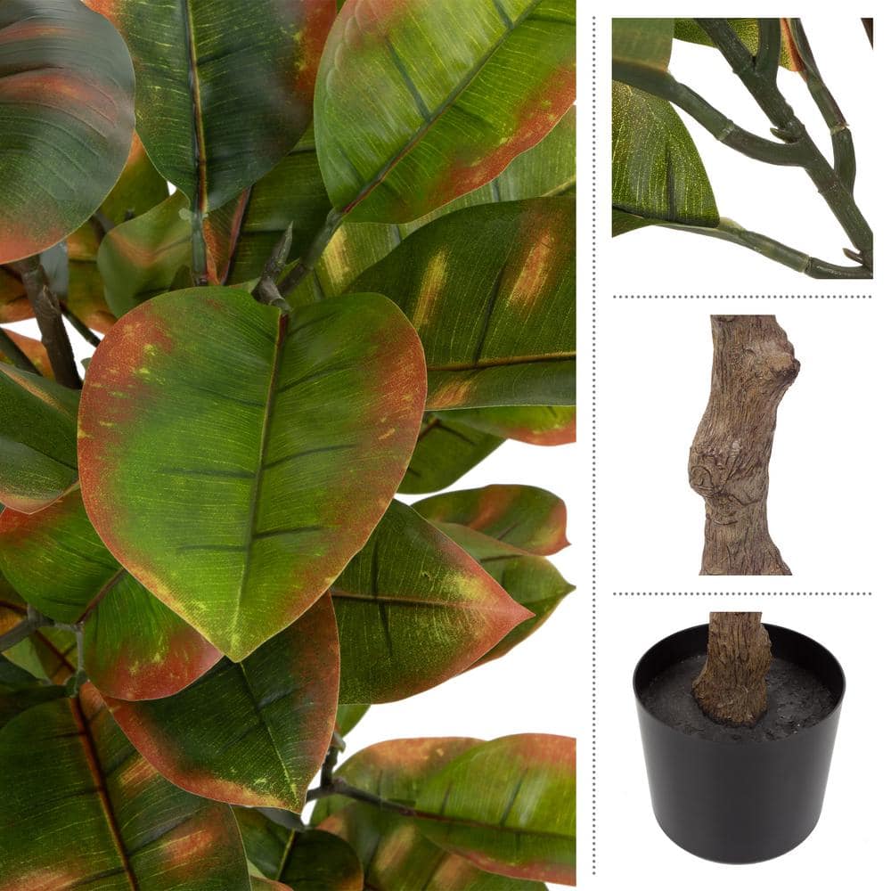Lush Green 54" Faux Rubber Floor Plant in Durable Pot