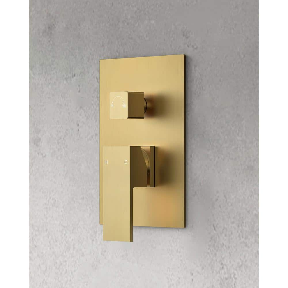 Grandjoy 10" Brushed Gold Rainfall Shower Head System with Handheld Spray