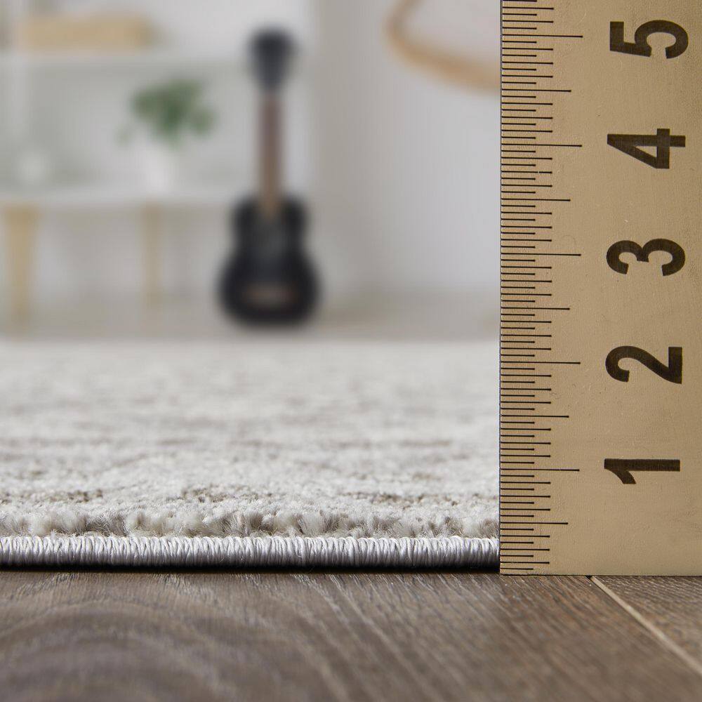 Gray and Beige 4' x 6' Oriental Synthetic Area Rug