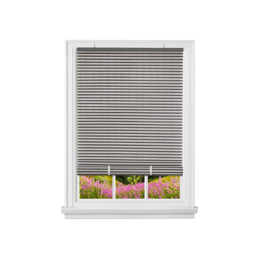 Cordless Charcoal & Silver Vinyl Outdoor Roll-Up Shade, 72" L x 30" W