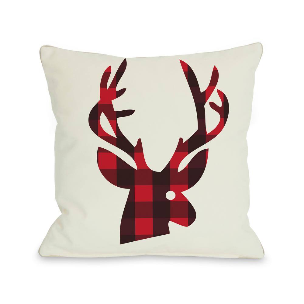 16.5 Grey-Red Pillow Perfect The Reindeer Throw Pillow