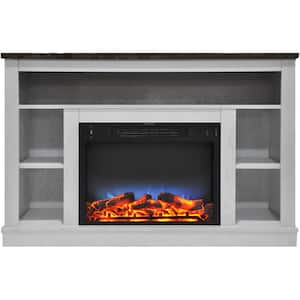 Oxford 47 in. Electric Fireplace with a Multi-Color LED Insert and White Mantel