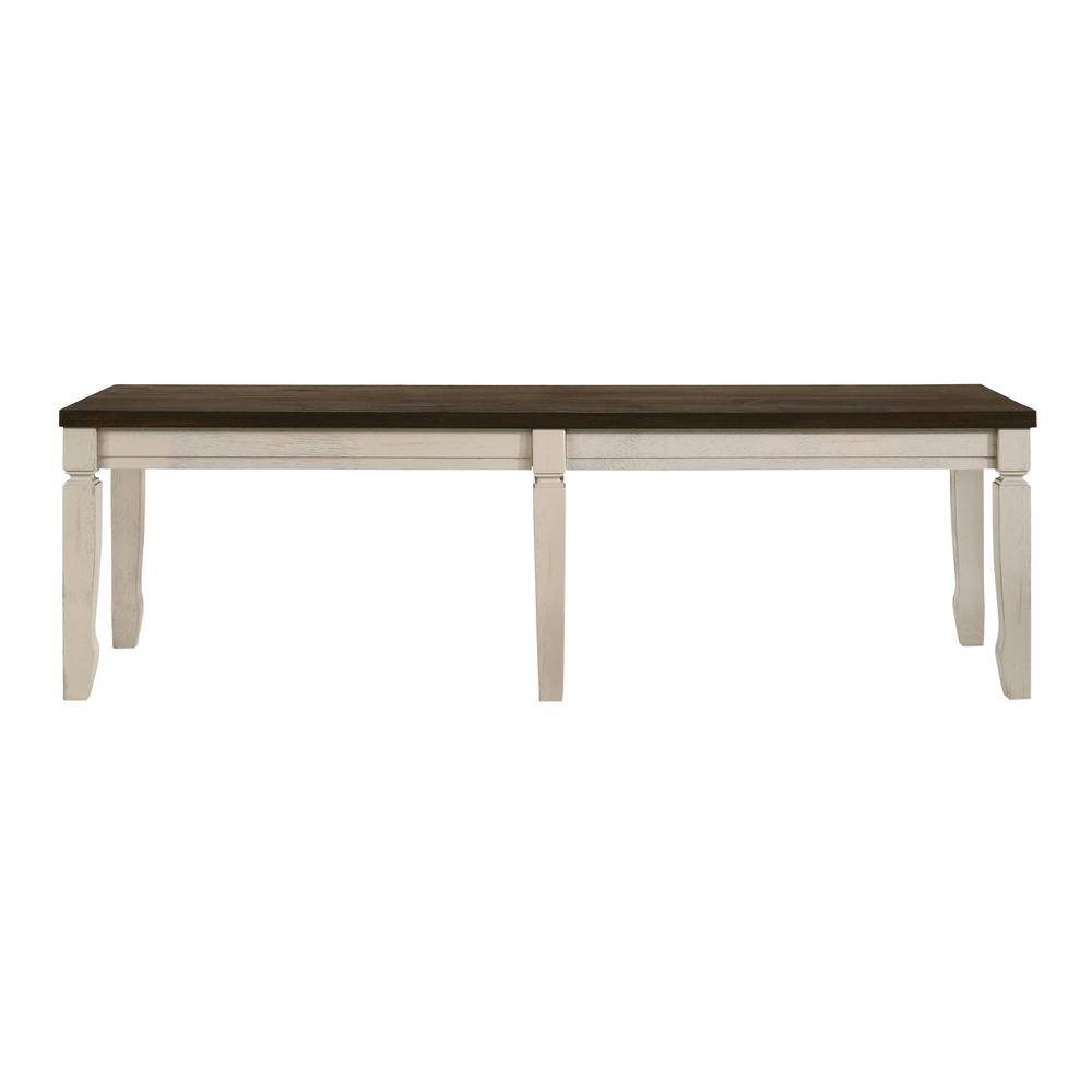 Weathered Oak and Cream Traditional Dining Bench