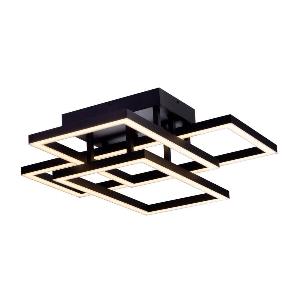Radium 28" Black Aluminum Integrated LED Semi-Flush Ceiling Light