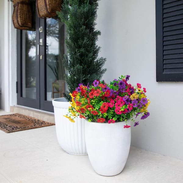 Nearly Natural 13 in. Multi-Colored UV Resistant Artificial Daisy